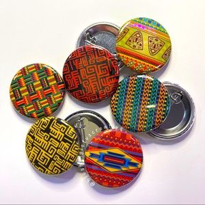 African Print, Kente Pinback Button Set of 6